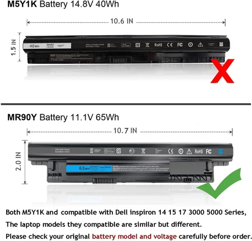 Miniatura 3 de Batería MR90Y de 65WH para Dell Inspiron 17 5000 Series 15 3521 3543 3421 3542 3537 3878 5721 5537 i3531 i3531-1200bk 17-3721 17-5537 748 1 7-5749