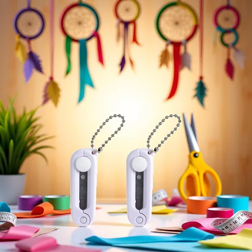 Miniatura 5 de Tijeras plegables blancas de 2 piezas, plegable, divertidas, telescópicas, de bolsillo, portátil, para viajes, manualidades, mini tijeras