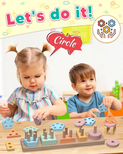 Miniatura 2 de Zartores Juguetes Montessori para niños y niñas de 1, 2 y 3 años regalos, juguetes clasificadores de formas de madera para edades de 2 a 4 años