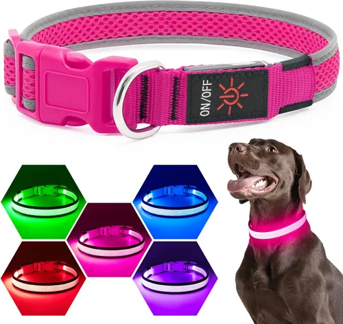 Miniatura 13 de Collar de perro LED, collar de perro con luz USB recargable, luces de perro más brillantes para caminar por la noche, collar de perro ajustable