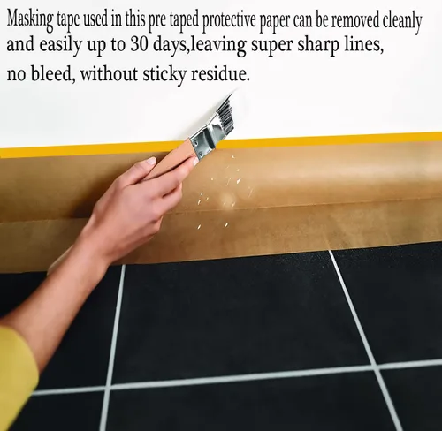 Miniatura 8 de xianshengle Papel de enmascarar precintado para pintar, cinta y drape de 20 pulgadas x 50 pies, papel para pintores, papel para pintores