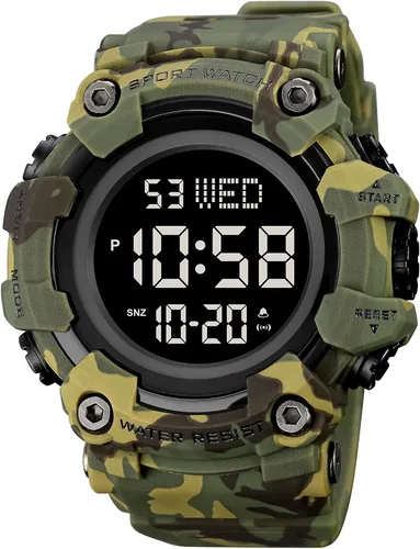 Miniatura 2 de Fanmis Reloj digital digital multifunción para hombre, electrónico, impermeable, con alarma, reloj deportivo de cuarzo, Azul Patchwork