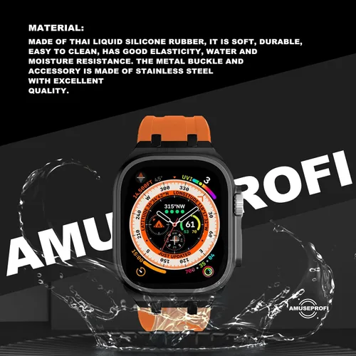 Miniatura 4 de Apple Watch Band para iWatch Ultra Series, correa de reloj de silicona para hombres, diseño fresco, compatible con Apple Watch de 1.929 in, 1.772