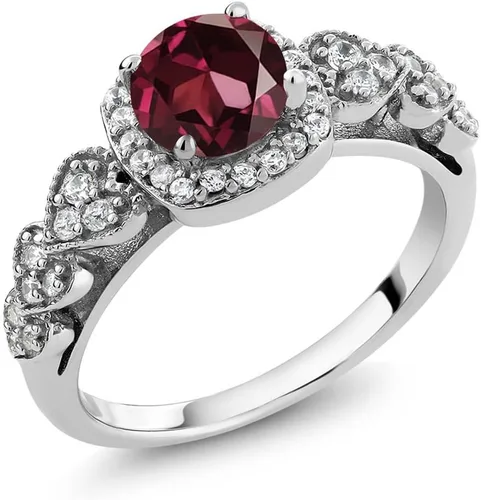 Miniatura 89 de Gem Stone King Anillo de compromiso de aniversario y piedra natal de corte redondo de 0.236 in para mujer, plata de ley 925, anillo de promesa