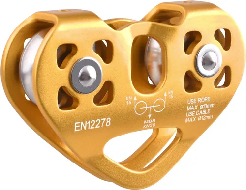 Miniatura 8 de Azarxis Polea tirolesa de 30 kN 6700 libras, kit de carro doble en tándem para cable y cuerda, resistente para rescate, escalada, transporte, patio