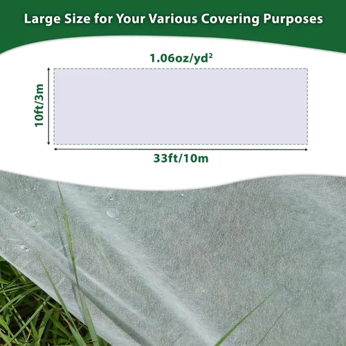 Miniatura 2 de Cubiertas para Plantas de 10 x 33 Pies Protección contra Congelación, 1.06 oz/yd² Tela de Cobertura de Hileras Flotante Grande y Gruesa