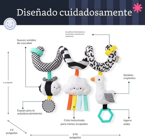 Miniatura 4 de Itzy Ritzy Juguete de actividad en espiral para asiento de automóvil y cochecito – Juguetes para cochecito y asiento de automóvil para edades de 0