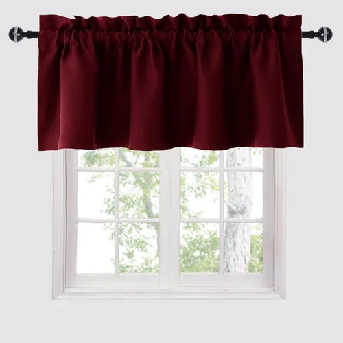 Miniatura 12 de Hiasan - Cortinas de cenefa negras con bolsillo para barra, cortinas opacas para ventanas de cocina, 52 x 18 pulgadas de largo, 1 panel Negro