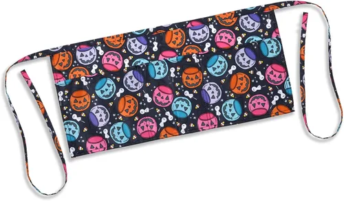 Miniatura 3 de Plum Hill Delantal de cintura de Halloween con bolsillos, medio delantal de calabaza para mujer, delantal de camarera, delantal de servidor