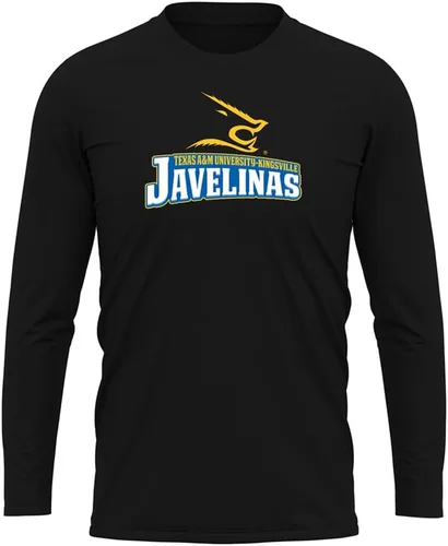 Miniatura 85 de Camisa deportiva de manga larga oficial de la NCAA Collegiate para hombre, colección negra con logotipo primario