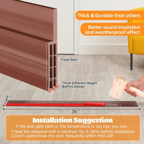 Miniatura 3 de Tope de puerta para barrido de puerta, sellado autoadhesivo para puerta de Camel Home, sello inferior de puerta, sello de puerta, insonorizado
