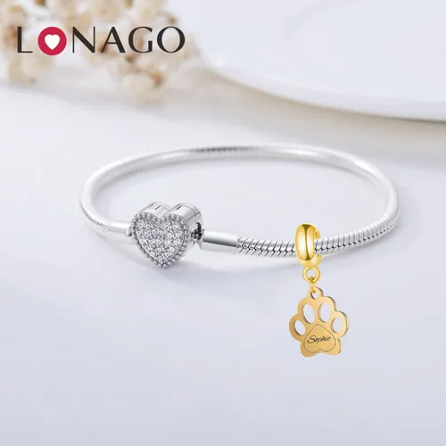 Miniatura 3 de LONAGO Abalorio de pata de perro para pulsera, pulsera con nombre personalizado, dije de pata de perro, regalo para mujeres y niñas