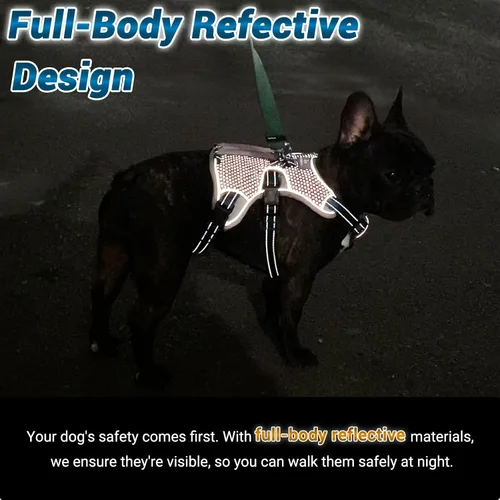 Miniatura 5 de Arnés de perro multiusos con soporte, arnés reflectante a prueba de escapes sin tirones ajustable con asa duradera, arnés para caminar para perros