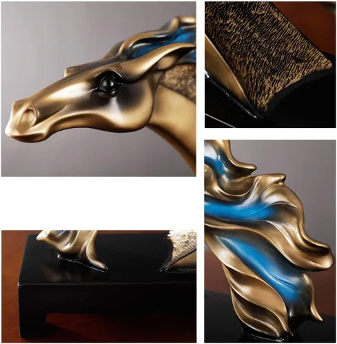 Miniatura 3 de Escultura de estatua china de feng shui hecha a mano Cabeza de caballo Cabeza de oveja Escultura de escritorio Decoración Sala de Estudio Sala