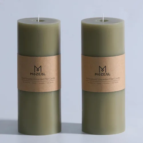 Miniatura 70 de MOZEAL Velas grandes sin perfume vertidas a mano de 3 x 8 pulgadas, sin humo, juego de 2, combustión lenta, sin goteo, aproximadamente 150 horas