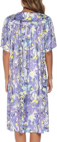 Miniatura 5 de AVIIER Vestido de casa para mujer, manga corta, vestidos de descanso Mumu con bolsillos