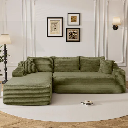 Miniatura 23 de Sofás seccionales de nube deshuesada de 95 pulgadas para sala de estar, cómodo y esponjoso sofá de espuma viscoelástica en forma de L, sofá modular