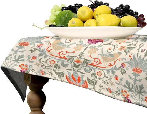 Miniatura 286 de Mantel Floral Retro de Pájaros, Diseño Original Bohemio William Morris Estampado Cubierta de Mesa para Hogar Picnic Fiesta Comedor Cocina William