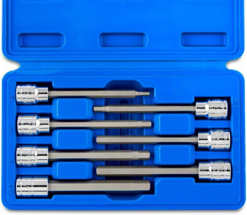 NEIKO 10076A Juego de llaves hexagonales Allen de 3/8 pulgadas extra largas, métricas, 3 mm - 10 mm | Acero S2 y Cr-V, juego de 7 piezas
