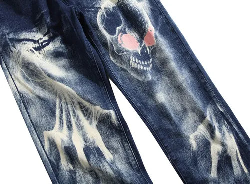 Miniatura 128 de Baylvn - Pantalones de mezclilla entallados y estampados para hombre con corte recto