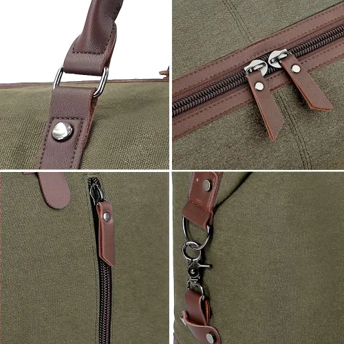 Miniatura 3 de Wohlbege Bolso de viaje de gran capacidad para hombre, bolso cruzado de fin de semana, bolso de mensajero de hombro para hombre, bolso de lona