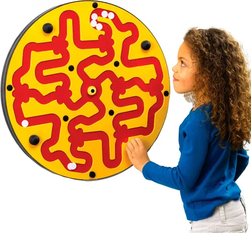Amazer - Tabla de actividades de pared para niños pequeños, actividad interactiva de pared para niños, juego colorido de rueda de laberinto
