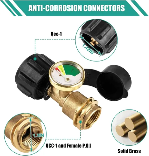 Miniatura 6 de 2 medidores de tanque de propano con detector de fugas, indicador de nivel universal para tanques de 5 a 40 libras, compatible con estufas