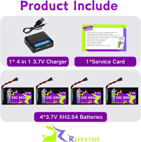 Miniatura 6 de 3.7V 800mAh 25C Molex/XH2.54 Plug 802540 recargable, apto para Q9S Drones Force1 UFO Syma X5 X5SW X5C X5C1 Hengqi 905 Cheerson CX-30 BEZGAR