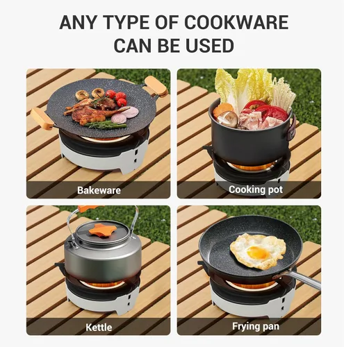 Miniatura 6 de Estufa de camping 3600W Estufa portátil para mochileros con encendido piezoeléctrico, adaptador de recipiente de combustible, estufa de gas a prueba