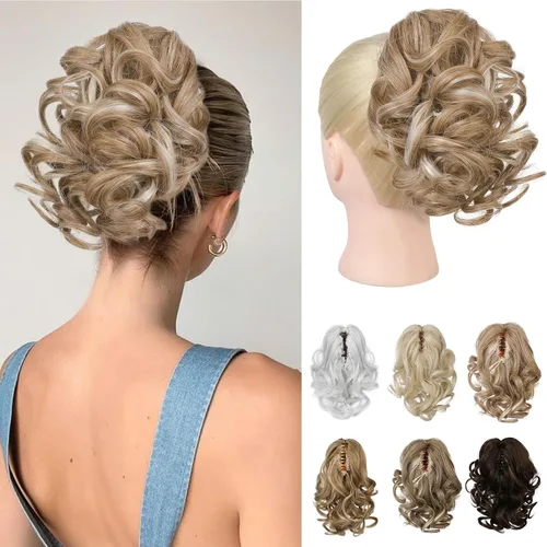 Miniatura 22 de REECHO Extensión de cola de caballo, pinza de cola de caballo rizada y ondulada de 9 pulgadas, extensiones de cabello HP001 para mujeres - Castaño