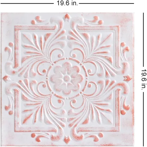 Miniatura 2 de À LA MAISON CEILINGS R14 - Azulejo victoriano de espuma para techo (128 pies cuadrados/caja), paquete de 48, cobre lavado blanco