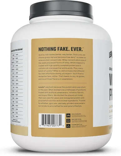 Miniatura 9 de Levels - Proteína de suero alimentada con pasto en polvo, sin artificiales, 24G de proteína, capuchino, 5 libras