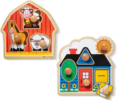 Miniatura 13 de Melissa & Doug Jungle Friends - Rompecabezas de animales de safari con pomo gigante, rompecabezas de clavijas de madera para niños pequeños, juguete