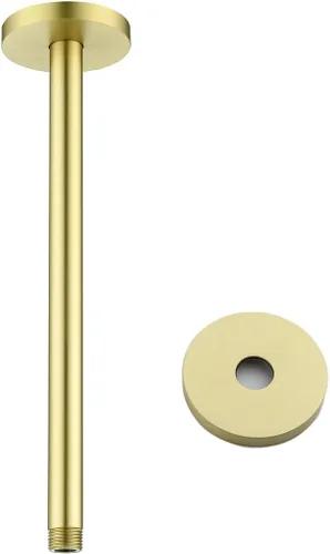 Miniatura 14 de Brazo de ducha montado en el techo de 4 pulgadas, extensión de cabezal de ducha negro mate con escudo único a juego, conexión estándar de 1/2