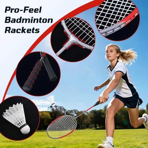 Miniatura 6 de Haokelball Outdoor Badminton Net Set with Anti-Sag Winch System - 20ft Badminton Net, 4 Rackets, 4 Shuttlecocks & Carry Bag, Badminton Set for