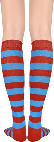 Miniatura 3 de Calcetines deportivos hasta la rodilla para mujer, para deportes al aire libre, medias altas hasta el muslo, calcetines casuales a rayas