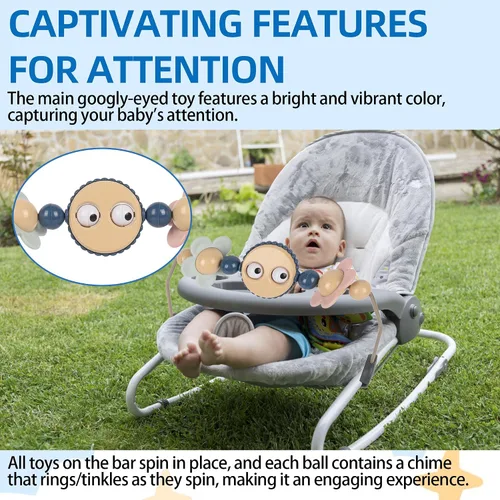 Miniatura 3 de Barra de juguete para cochecito de bebé con arco, juguete con ojos saltones para asiento de coche, accesorio para balancín de bebé, fácil