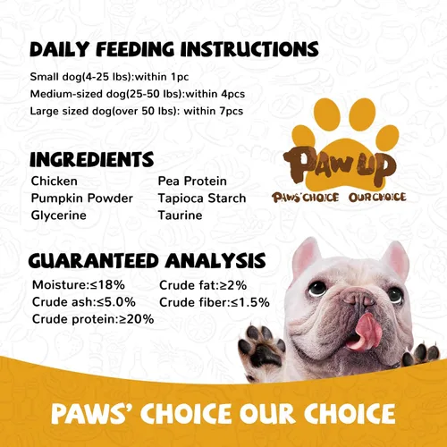 Miniatura 8 de PAWUP Dog Treats - Galletas envueltas en pollo, palitos de calabaza, sin cuero crudo, suaves masticables con taurina, golosinas de entrenamiento