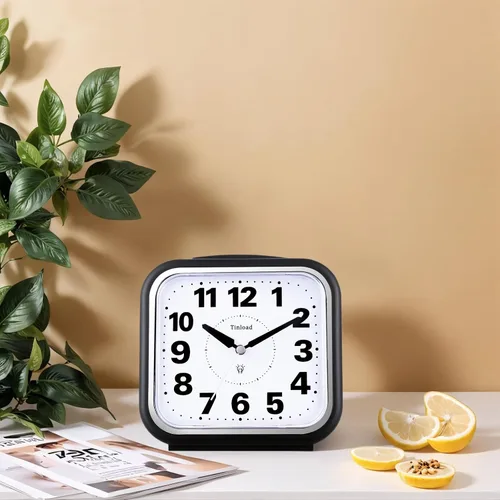 Miniatura 4 de Tinload Reloj despertador analógico grande de 14 cm sin tictac, silencioso y legible para personas mayores, fácil de configurar, alarma de aumento