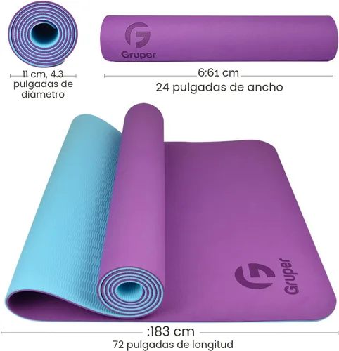 Miniatura 5 de Tapete de yoga antideslizante, ecológico, con funda de transporte, tapete de yoga profesional para mujeres, tapete de entrenamiento para el hogar