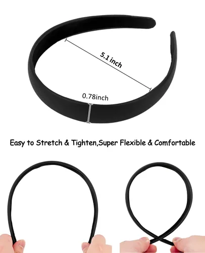 Miniatura 5 de Wecoe Diademas negras para mujeres de 0.78 pulgadas, estrecha diadema de piel sintética para mujeres y niñas, diadema fina antideslizante a la moda