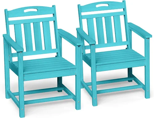 Miniatura 25 de Ciokea Silla de comedor para patio al aire libre, sillas de porche de gran tamaño de HDPE con asiento ancho, muebles de exterior duraderos para todo