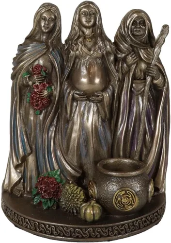 Ebros Gift Fases sagradas celtas de la luna Triple Diosa Madre Maiden Crone Primordial Life Cycle Figurine 5.75 pulgadas de alto Hécate Brigid Wicca