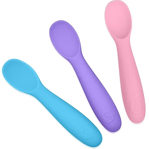 WeeSprout Cucharas de bebé para autoalimentación a partir de 6 meses, utensilios de silicona suaves y duraderos para encías y dientes sensibles,