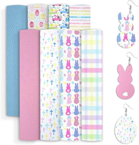 Miniatura 9 de Hying 8 hojas de cuero sintético rosa de San Valentín para manualidades, hoja de cuero sintético con purpurina de 8 x 13 pulgadas, hojas de tela