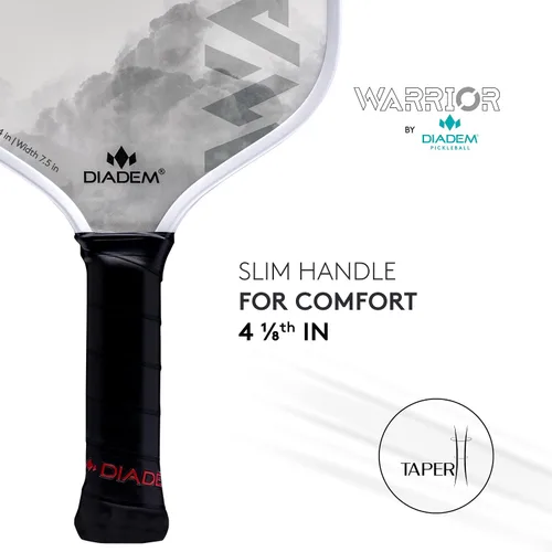Miniatura 4 de Diadem Warrior pala de pickleball Cara de fibra de carbono, núcleo híbrido 3X de polímero de Nomex en forma de panal L-Core, superficie de pintura