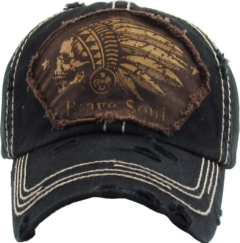 Miniatura 2 de KBETHOS Chief Skull and Free Spirit - Gorra de malla de sarga ajustable de algodón lavado desgastado