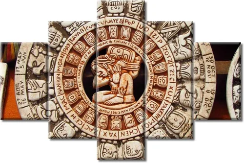 Miniatura 10 de Arte de pared con varios paneles, calendario maya, imágenes de piedra del sol, pinturas de civilización azteca sobre lienzo, sala de estar