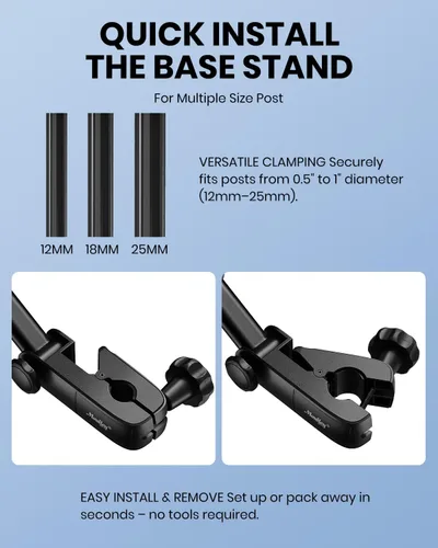 Miniatura 6 de Moukey Soporte ajustable para tablet con clip para teléfono compatible con soporte de micrófono y soporte de música, compatible con todos los iPad