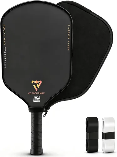 T700 Carbon Fiber Pickleball Paddle, Pickleball Set 16mm Pickle Ball Rackets with CMS Matte Surface Lightweight Honeycomb Core & Durable Edge Frame